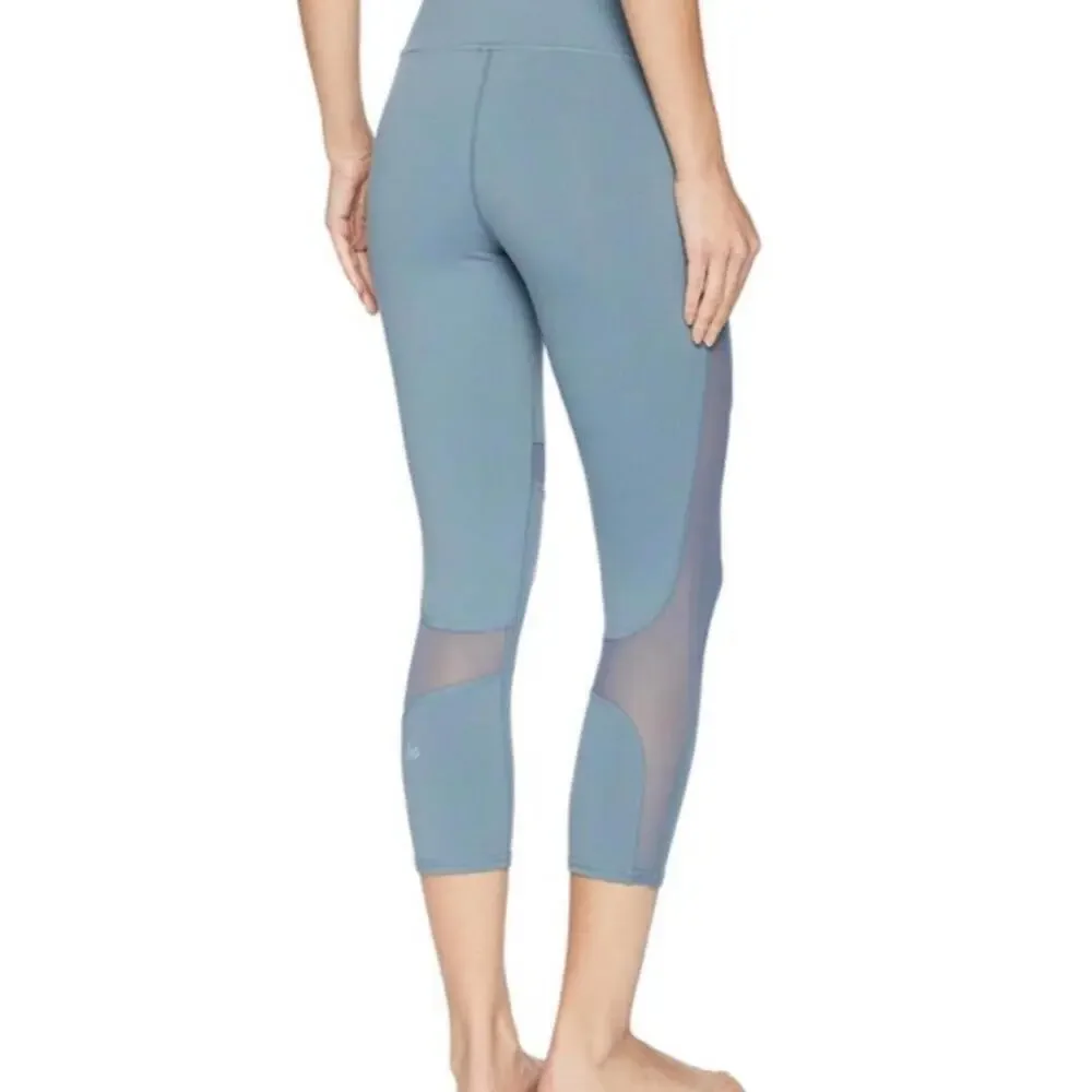 Alo Yoga Coast Mesh Leggings Women's Blue Capri Cropped Yoga Training XS or S